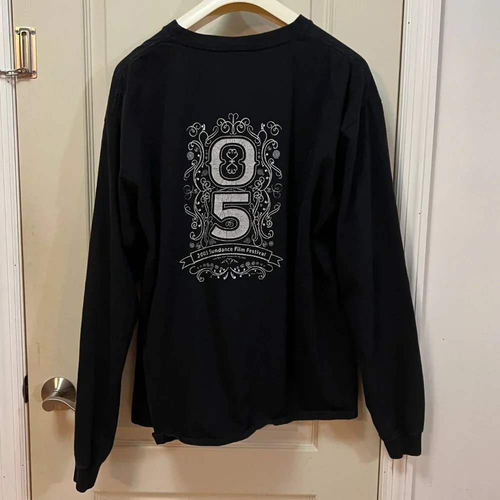 SDI Men's S XL 100% Cotton L/S Crew Neck Vintage Sundance T-Shirt. Black/Silver - Picture 4 of 5